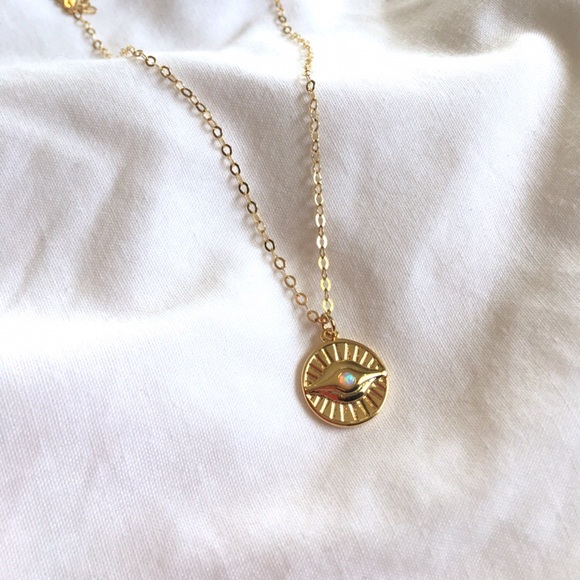 Evil Eye Sunrays Coin Necklace - Picture 8 of 8